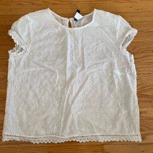 H&M White Petite Eyelet Blouse